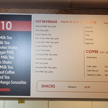 Boba Square - Menu 1 of 3 as of Dec 2021 - Coffee & Tea Near Me - Irvine, California