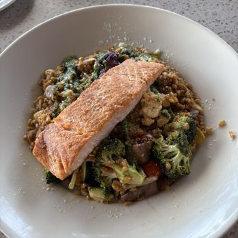 Skull Creek Dockside - Salmon with VEGETABLE & FARRO RISOTTO - Seafood Near Me - Hilton Head Island, South Carolina Skull Creek Dockside - Salmon with VEGETABLE & FARRO RISOTTO - Seafood Near Me - Hilton Head Island, South Carolina