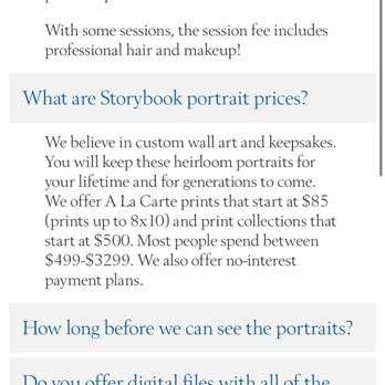 Storybook Portraits - This is the company page that says prints are $85 - Session Photography Near Me - Chandler, Arizona