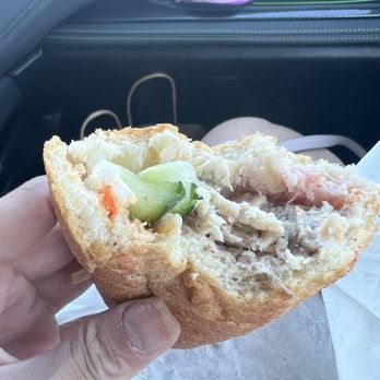 Saigon Coffee & Sandwiches - Inside of the special combo banh mi. This one had shredded chicken inside - Vietnamese Near Me - Jacksonville, Florida Saigon Coffee & Sandwiches - Inside of the special combo banh mi. This one had shredded chicken inside - Vietnamese Near Me - Jacksonville, Florida