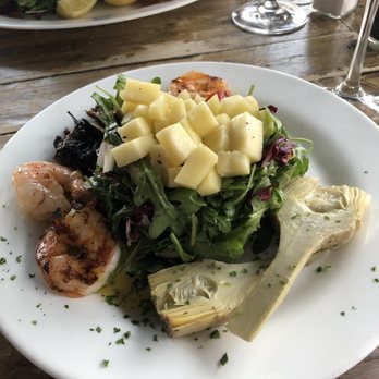 Aumm Aumm - House salad with artichokes, eggplant and cheese. I added shrimp. - Wine Bars Near Me - North Bergen, New Jersey