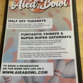 Aiea Bowl - 50% off bowling on Tuesdays - Bowling Near Me - Aiea, Hawaii Aiea Bowl - 50% off bowling on Tuesdays - Bowling Near Me - Aiea, Hawaii