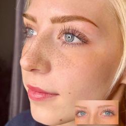 Microblading Newport Beach by Tinted Liquid - Nano Combo Brow (machine hairstrokes in the front and powder shading tail!! #nanoblading #nanocombo #permanentbrows #ocpermanentmakeup