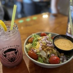 The Buffalo Bar - Huckleberry lemonade and side garden salad