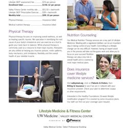 The Fitness Center Valley Medical Center - Services Menu
