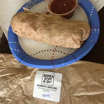 Lava Java - a burrito on a paper plate - Food Stands Near Me - Kailua, Hawaii