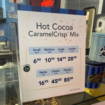 Garrett Popcorn Shops - Sizes and prices - Popcorn Shops Near Me - Chicago, Illinois