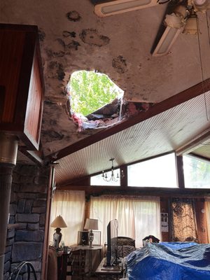 6/1/26 - Came to help this poor home owner with her roof. Asked her if she wanted a skylight in her living room and she said NO WAY! Glad we were there to fix it! 6/1/26 - Came to help this poor home owner with her roof. Asked her if she wanted a skylight in her living room and she said NO WAY! Glad we were there to fix it!