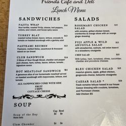 Friends Cafe And Deli - Menu