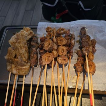 Xinjiang  BBQ - Beef, lamb, intestines, chicken gristle, gizzards, pork belly skewers - Asian Fusion Near Me - San Diego, California