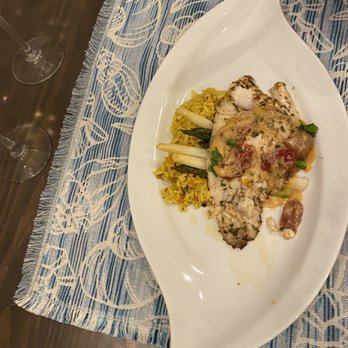 Knotty Pine Catering - Pan seared redfish with seasoned rice and asapragus. The sauce was super fantastic! - Caterers Near Me Knotty Pine Catering - Pan seared redfish with seasoned rice and asapragus. The sauce was super fantastic! - Caterers Near Me