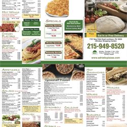 Adriatic Pizza - Menu