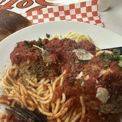 Spaghetti and meatballs with marinara