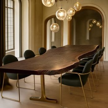 David Alan Collection - This beautiful live-edge Claro Walnut slab, set on cast bronze T-legs, celebrates the harmony between organic form and refined design. - Art Galleries Near Me - Solana Beach, California