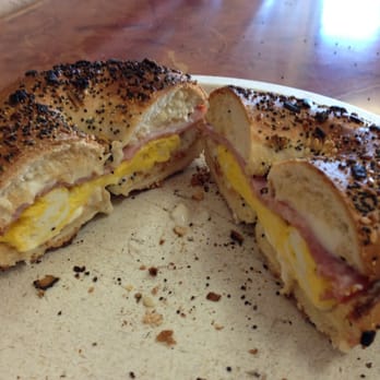 Western Bagel - Everything bagel with ham, egg & cream cheese.....AWESOME! - Bagels Near Me - Burbank, California Western Bagel - Everything bagel with ham, egg & cream cheese.....AWESOME! - Bagels Near Me - Burbank, California