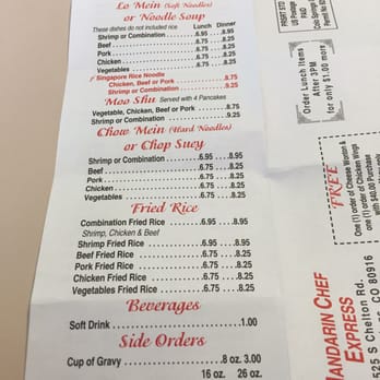 Mandarin Chef Express - Back of the menu. - Chinese Near Me - Colorado Springs, Colorado Mandarin Chef Express - Back of the menu. - Chinese Near Me - Colorado Springs, Colorado