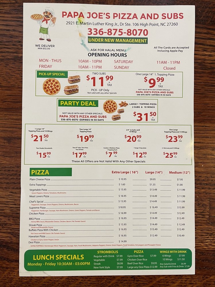 Papa Joe's Pizza and Subs Logo