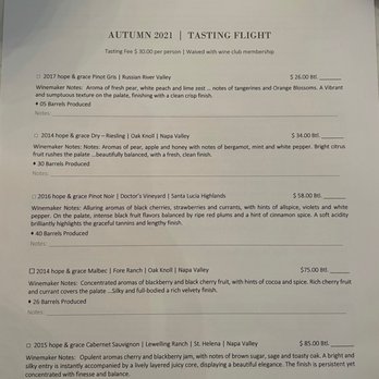 Hope & Grace Wines - Autumn 2021 flight - Wineries Near Me - Yountville, California Hope & Grace Wines - Autumn 2021 flight - Wineries Near Me - Yountville, California