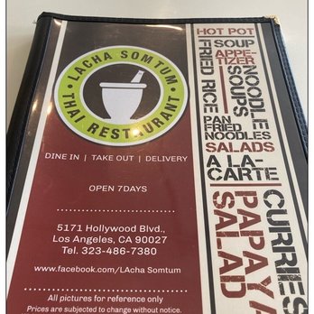 Lacha Somtum - Menu. - Thai Near Me - Los Angeles, California