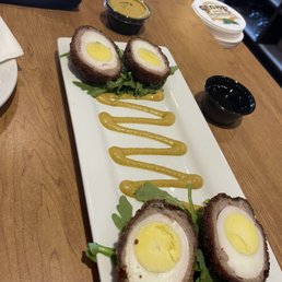 Scotch eggs / spicy mustard or syrup option