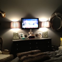 mounted tv in the bedroom and added an electrical source - hid the wires perfectly!