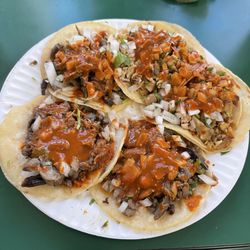 Big Burrito Taqueria - Carne asada & chicken tacos (with a lot of sauce)