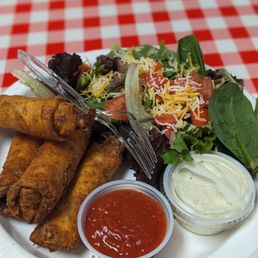Pizza rolls and Salad