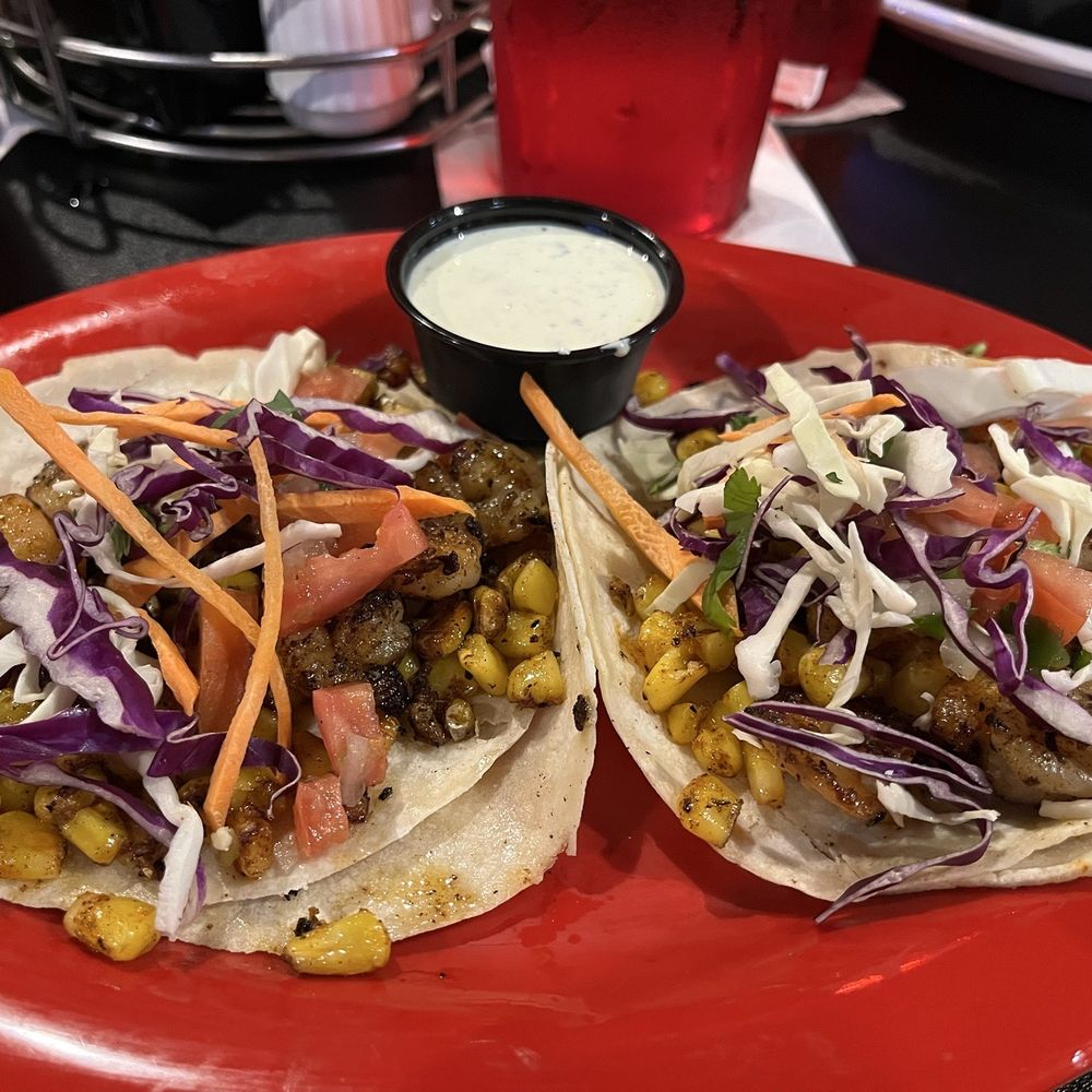 Texas Borders Bar & Grill - Shrimp tacos. Double layer tortillas - American Near Me - Katy, Texas Texas Borders Bar & Grill - Shrimp tacos. Double layer tortillas - American Near Me - Katy, Texas