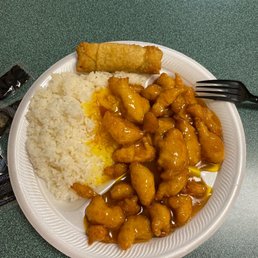 a plate of chicken and rice