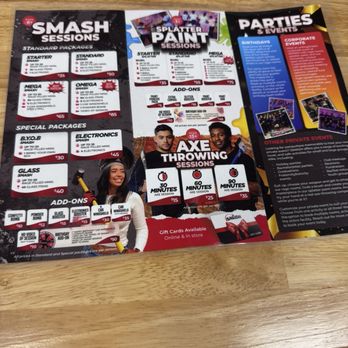 ISmash - Menu of fun - Axe Throwing Near Me - Charleston, South Carolina