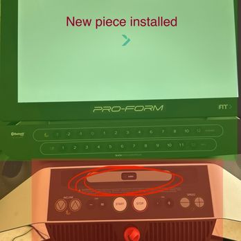 Love's Handyman Services - Top Green: new touchscreen installed. Bottom Red: original piece, untouched, blocking full treadmill functionality. - Handyman Near Me Love's Handyman Services - Top Green: new touchscreen installed. Bottom Red: original piece, untouched, blocking full treadmill functionality. - Handyman Near Me