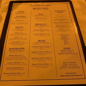Osteria Nando - Menu - Italian Near Me - New York, New York Osteria Nando - Menu - Italian Near Me - New York, New York