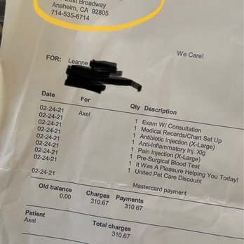 Cottage Pet Hospital - can't even locate our information which honestly is not surprising at all! This is just one receipt - Veterinarians Near Me - Anaheim, California Cottage Pet Hospital - can't even locate our information which honestly is not surprising at all! This is just one receipt - Veterinarians Near Me - Anaheim, California