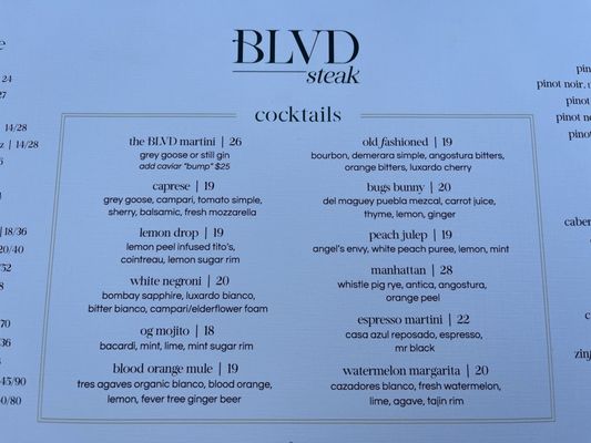 Menu photo 2 BLVD Steak Calabasas, CA