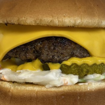 Hamburger Station - Slaw burger with mustard pickle and cheddar cheese - Burgers Near Me - Paragould, Arkansas Hamburger Station - Slaw burger with mustard pickle and cheddar cheese - Burgers Near Me - Paragould, Arkansas