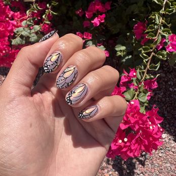 Selah - Butterfly nails with chrome - Waxing Near Me - Tucson, Arizona