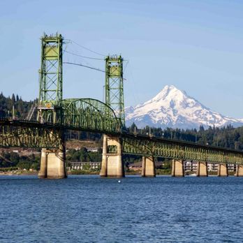 Hood River-White Salmon Interstate Bridge - Mt. Hood behind White Salmon Bridge - Landmarks & Historical Buildings Near Me Hood River-White Salmon Interstate Bridge - Mt. Hood behind White Salmon Bridge - Landmarks & Historical Buildings Near Me