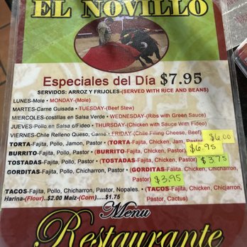 El Novillo Restaurant - Menu 2 - Mexican Near Me - Houston, Texas