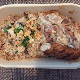 Lamb rice bowl with tahini sauce (takeaway) Lamb rice bowl with tahini sauce (takeaway)