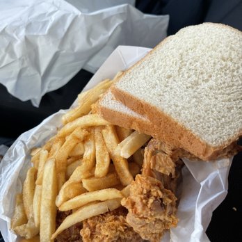 Rudy's Chicken - 3pc - comes with chicken, fries, pepper, and a few pickles - Chicken Wings Near Me - Dallas, Texas
