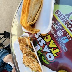 Tacos Oasis - Pastor quesadilla and pork tamale