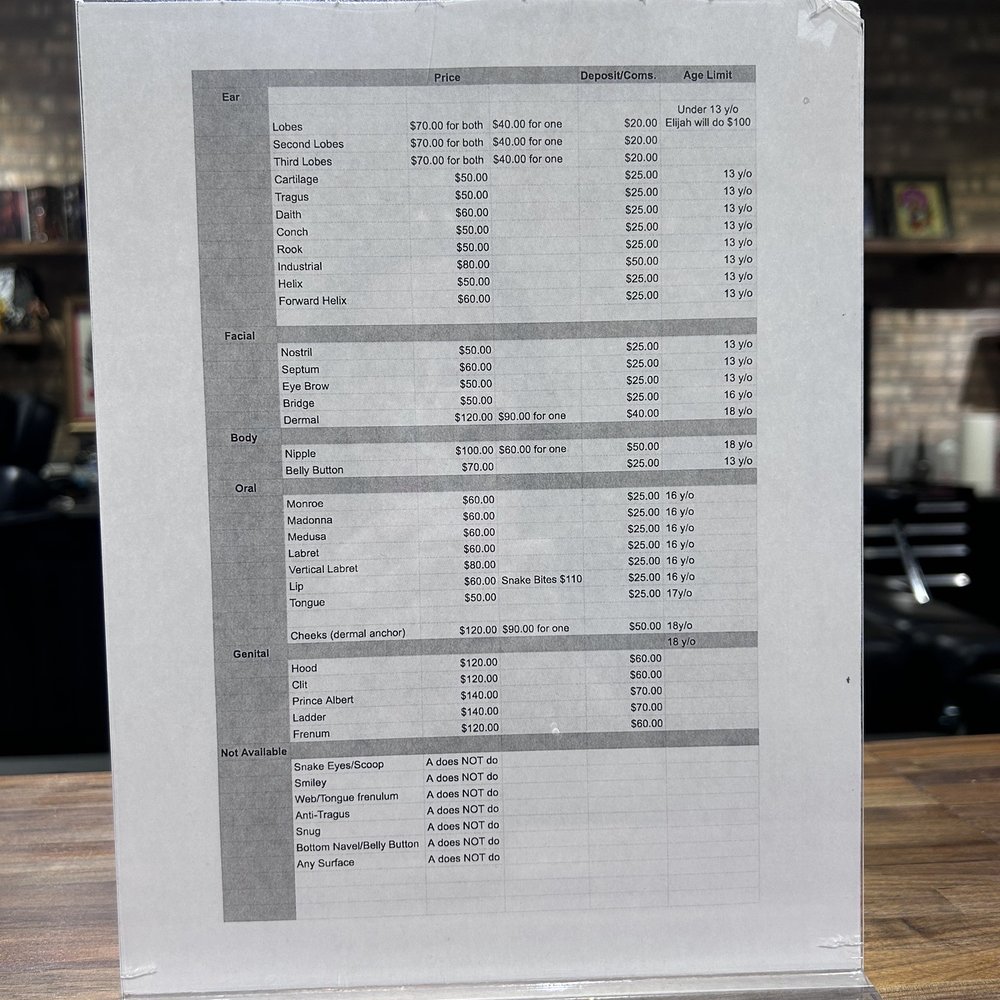 Pricing List Pricing List