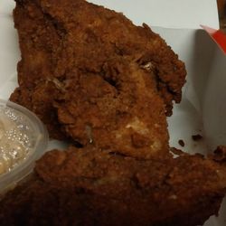 KFC - 3pc white dinner box. Chicken is very greasy and the oil in the fry vats needs to be changed more often not every 5000 miles!