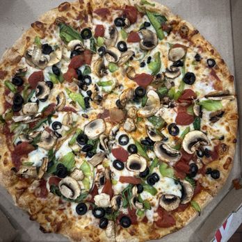 Dominos Pizza - Large NY pizza w / mushroom, olive, green pepper, tomato - Pizza Near Me - Hercules, California Dominos Pizza - Large NY pizza w / mushroom, olive, green pepper, tomato - Pizza Near Me - Hercules, California