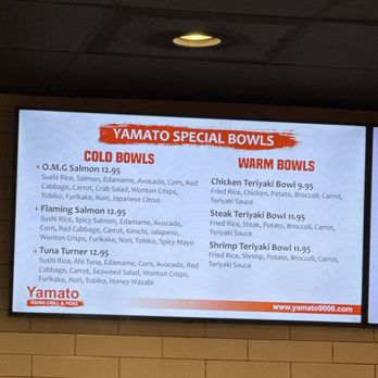 Yamato - Pt 1 of the menu. Prebuilt bowls - Japanese Near Me - Ridgeland, South Carolina