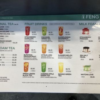 Feng Cha - Menu 4/26 - Bubble Tea Near Me - Riverside, California
