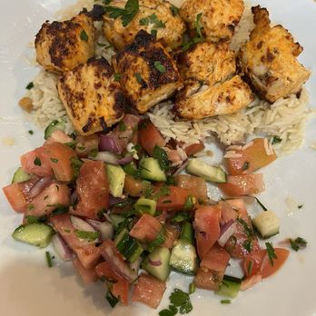 Selda Mediterranean - Chicken Shish with Shepherd Salad - Bars Near Me - Dallas, Texas Selda Mediterranean - Chicken Shish with Shepherd Salad - Bars Near Me - Dallas, Texas