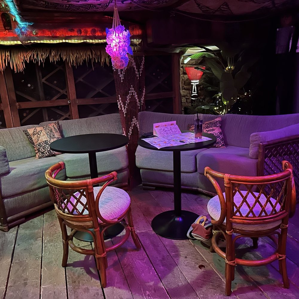 Hidden Peak Tiki Lounge - Basement bar seating. - Tiki Bars Near Me - Westcliffe, Colorado