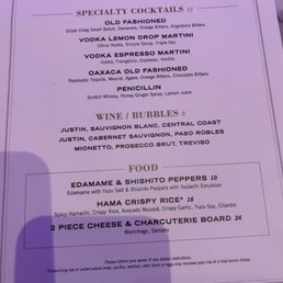 Menu for Happy hour Menu for Happy hour