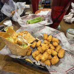 Boulevard Deli & Tavern - Buffalo chicken wrap with tots